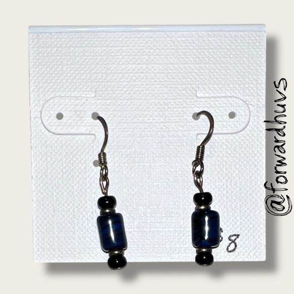 Bundle Sale 3 for $15 | Hand Crafted Blue & Black Bead Earrings - Picture 1 of 7
